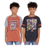 2-Pack Kids Long Sleeve Graphic Tees (Captain America, Jurassic Park, Mickey Mouse & Spider-Man)