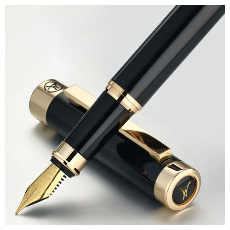 Black Lacquer Fountain Pen w/ 24K Gold Finish