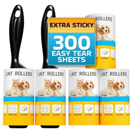 5-Pack Large Lint Rollers (1500 Sheets)