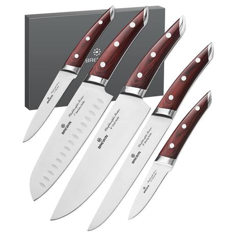 5-Piece Ultra Sharp Japanese Chef Knife Set w/ Ergonomic Handles