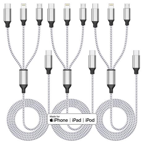 3-Pack 3-in-1 Charging Cable