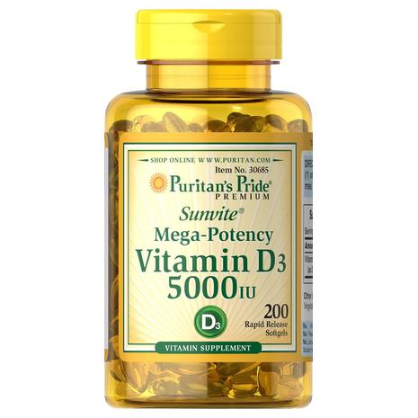 Puritan's Pride D3 5000 IU Bolsters Immunity Vitamin