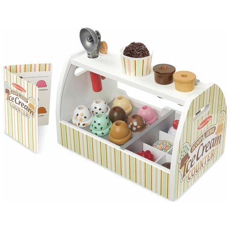 Melissa & Doug 28-Piece Wooden Scoop and Serve Ice Cream Counter