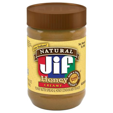 Jif Natural Creamy Peanut Butter Spread &  Honey (16oz)