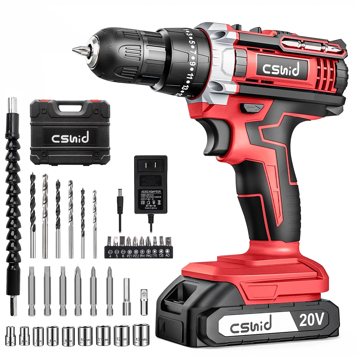 20V Cordless Power Drill Set With 34 Accessories