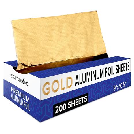 200 Pre-Cut Gold Aluminum Foil Sheets