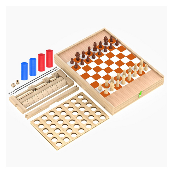 5-in-1 Wooden Board Game Set