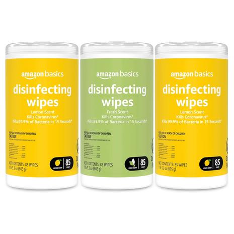 3-Pack Amazon Basics Disinfecting Wipes