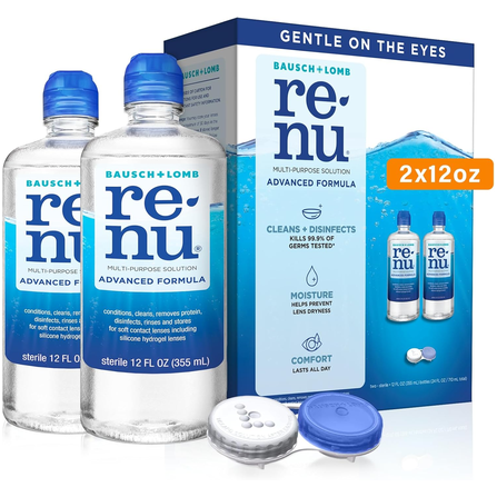 2 Bottles Of Bausch + Lomb ReNu Advanced Contact Lens Solution