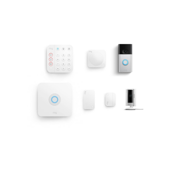 5-Piece Ring Video Doorbell with All-new Ring Indoor Cam & Ring Alarm