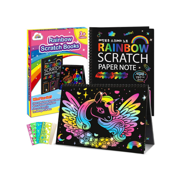 ZMLM Scratch Paper Art-Crafts Gift: 2 Pack Bulk Rainbow Magic Paper