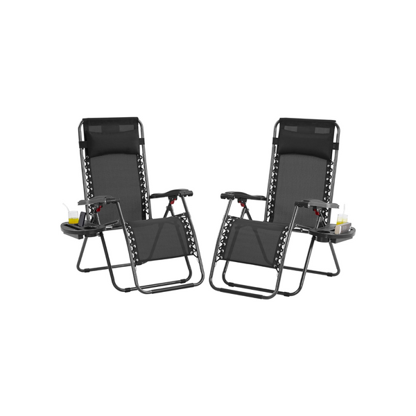 Set of 2 Yaheetech Zero Gravity Recliners Outdoor Folding Lounge Chairs