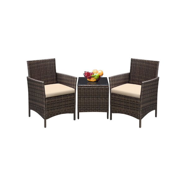 3-Pieces Greesum Patio Furniture PE Rattan Wicker Chair Conversation Set