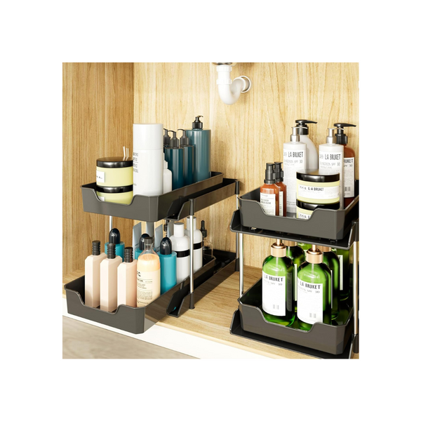 2 Pack Black Under Sink Organizer