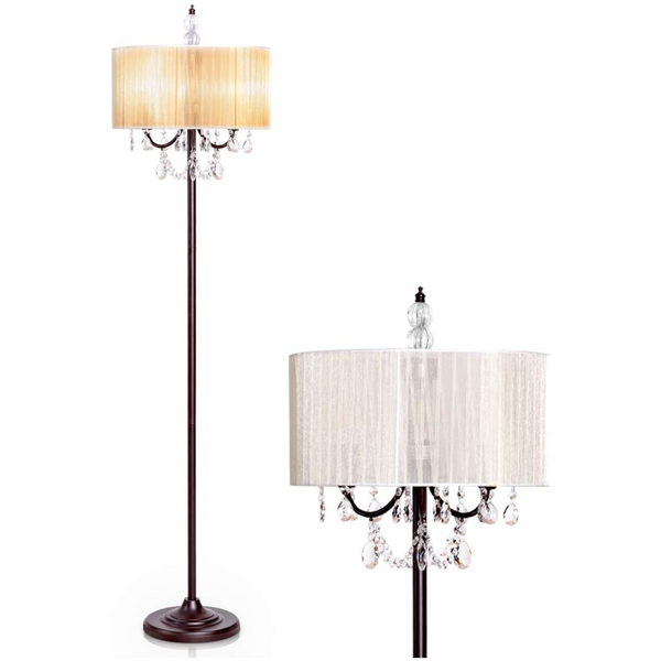 Elegant Crystal Sheer Shade Floor Lamp