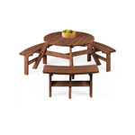 Best Choice Products 6-Person Circular Outdoor Wooden Picnic Table