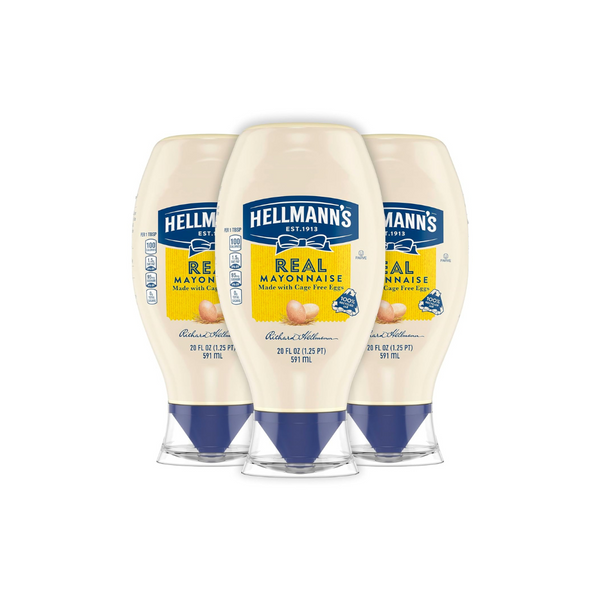 3 Hellmann's Real Mayonnaise Squeeze Bottles