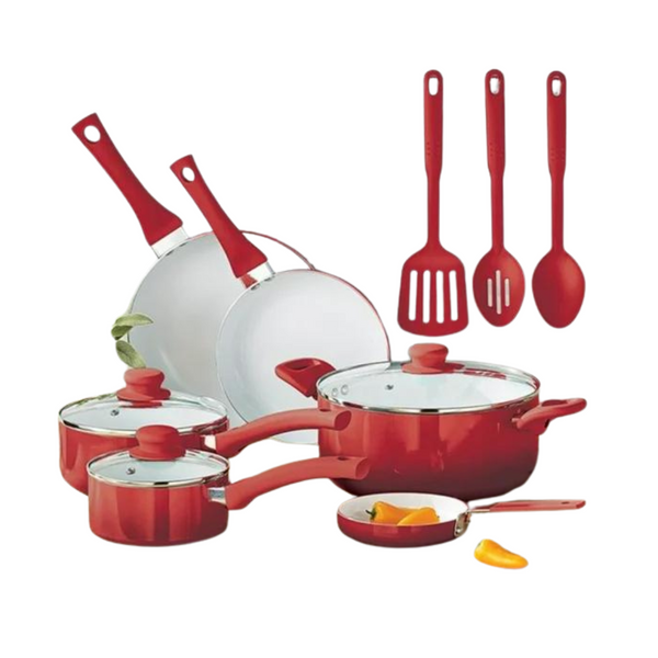 12 Piece Ceramic Nonstick Aluminum Cookware Set (2 Colors)