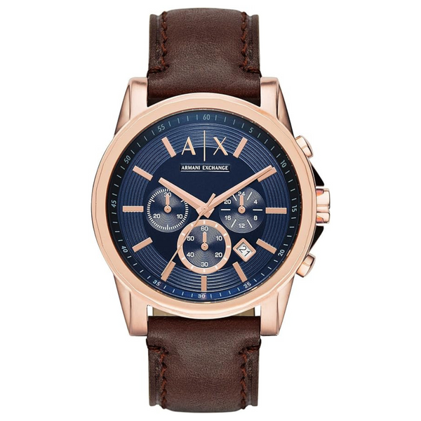 Armani Exchange Men's Chronograph Brown Leather Watch