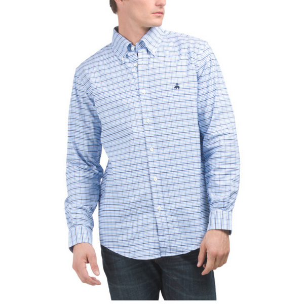 Brooks Brothers Long Sleeve Check Oxford Logo Shirt