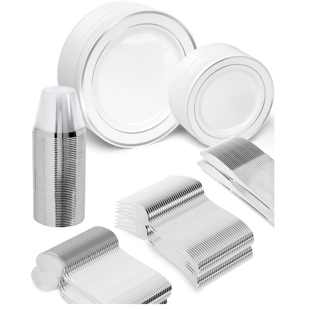 330 Plastic Silver Dinnerware Set
