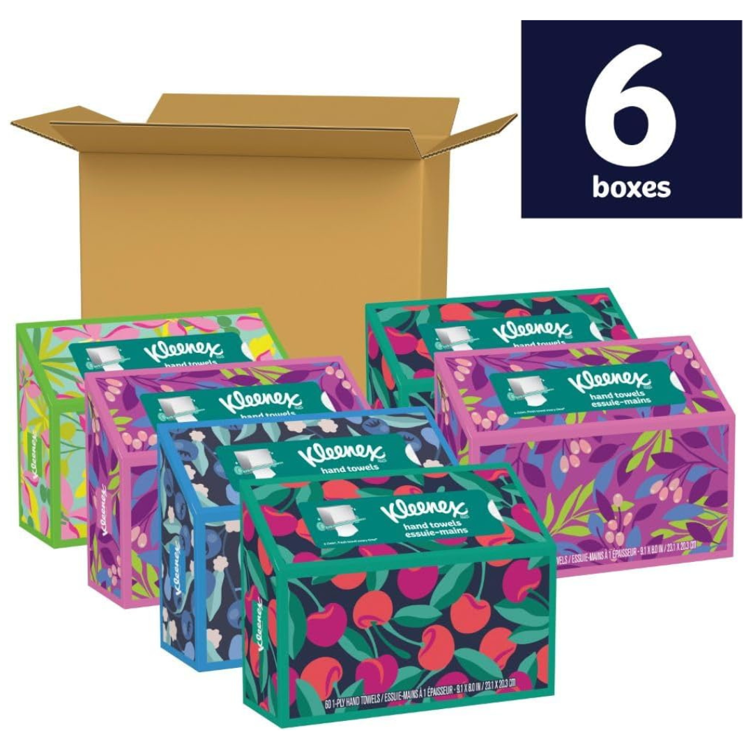 6 Boxes Of Kleenex Disposable Paper Hand Towels