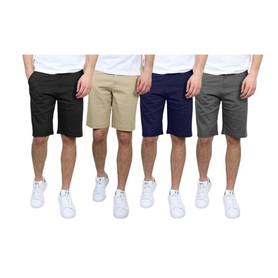 3 Men's Cotton Stretch Slim Fit Chino Shorts