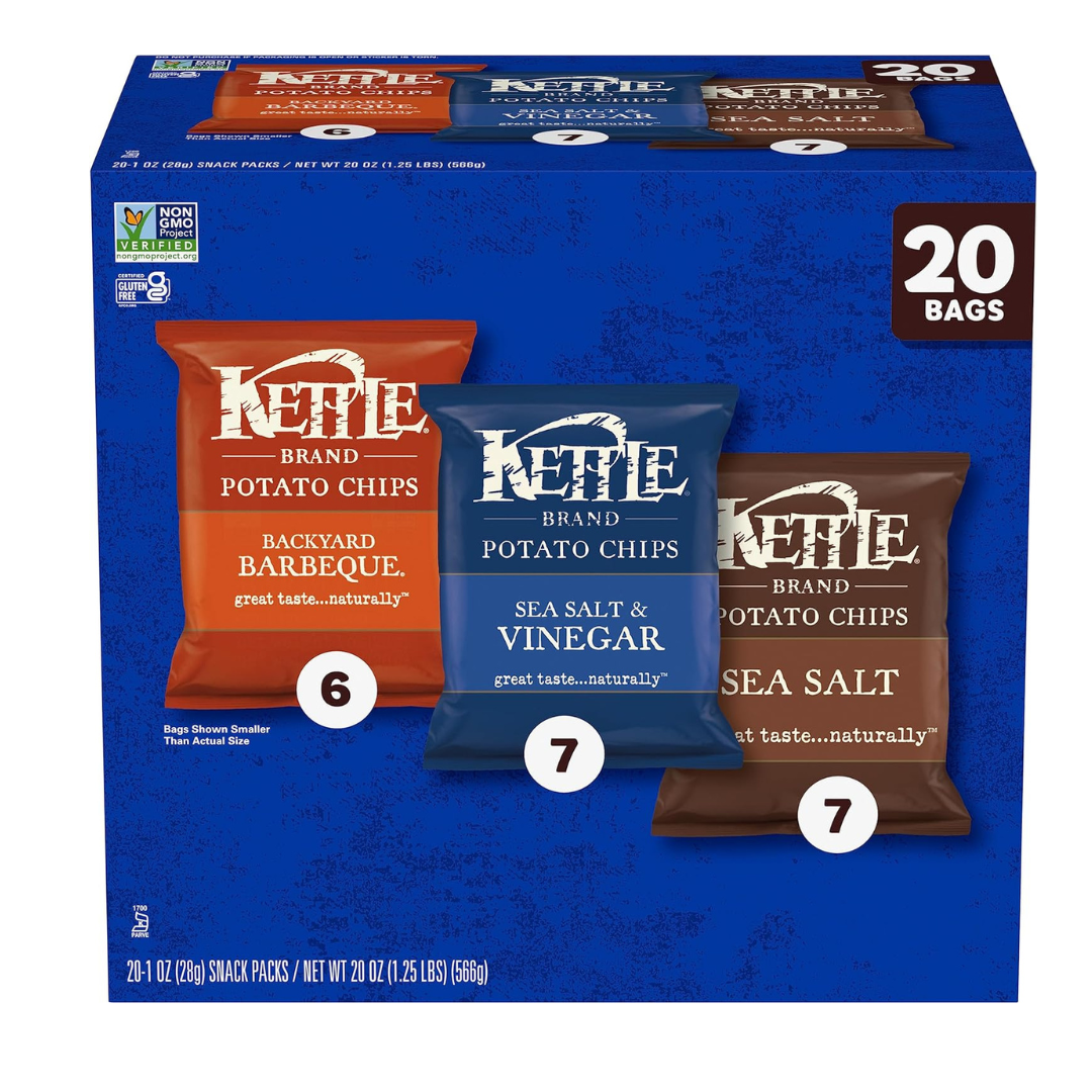 20 Bags Of Kettle Brand Potato Chips Variety Pack