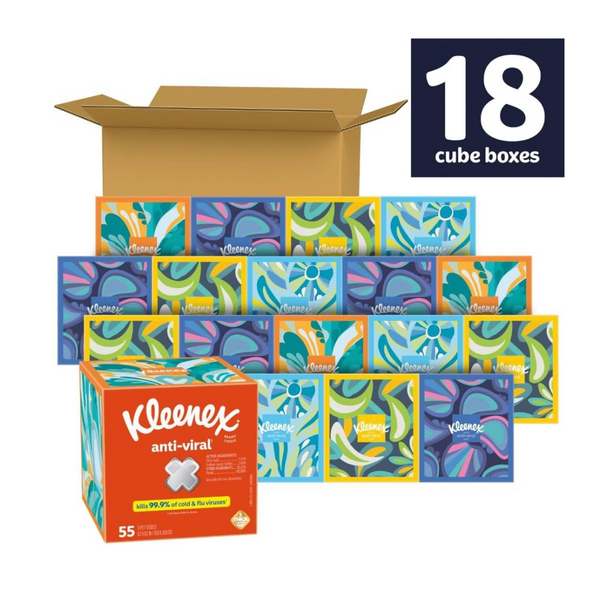 18 Cube Kleenex Anti-Viral Facial Tissues