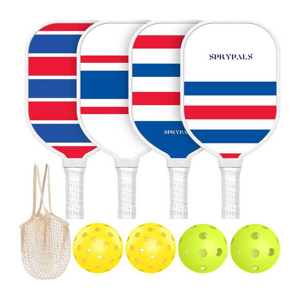 Paquete de 4 paletas de Pickleball de madera Sprypals Premium con bolas y bolsa