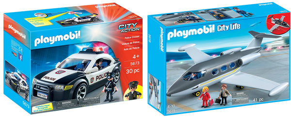 Playmobil police cruiser and private jet