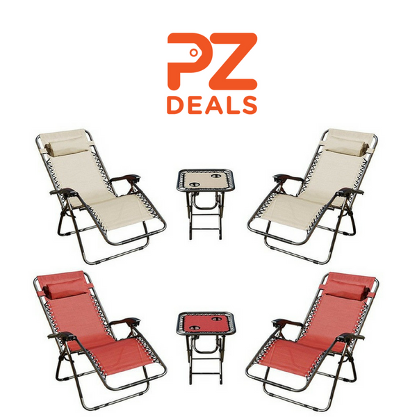 3 Piece Zero Gravity Chairs and Folding Table Set