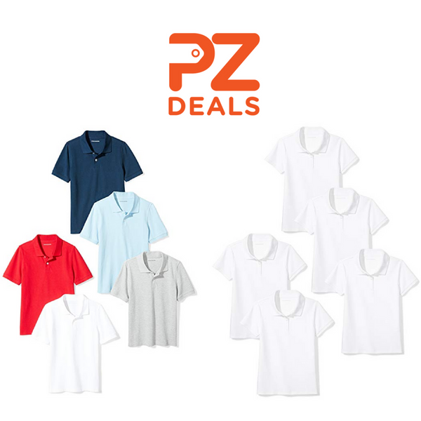 Pack of 5 Amazon Essentials boys or girls polos