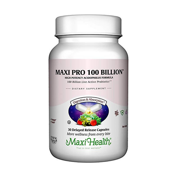 Maxi Pro 100 Billion Probiotics Supplement - High Potency Acidophilus Formula for Digestive & Gut Health