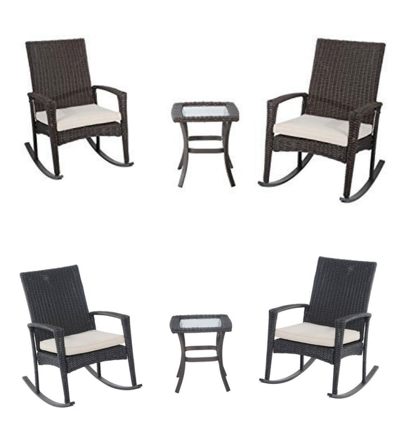 3-piece outdoor rocking chair and table set