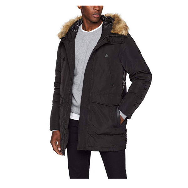 Sean John Men's Hooded Parka with Faux-Fur Trim