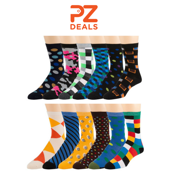 Pack of 6 assorted men's colorful socks - 8 styles