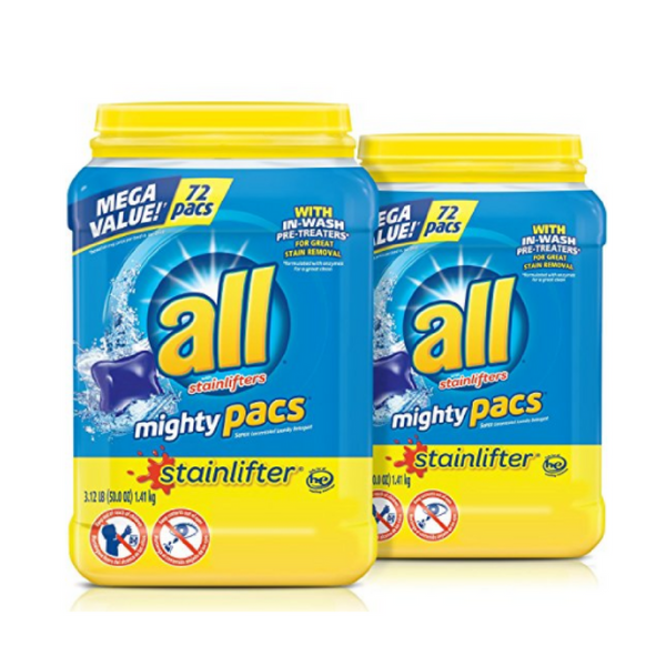 Pack of 2 all Mighty Pacs Laundry Detergent, Stainlifter