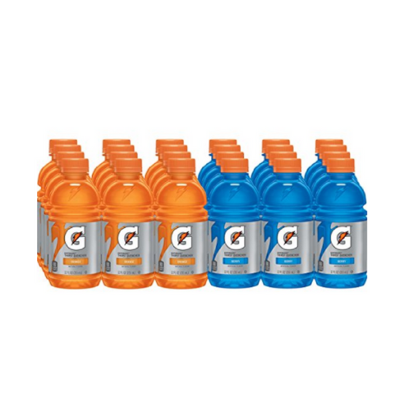 Paquete variado de 24 botellas de Gatorade.