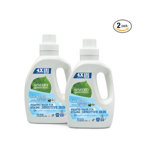 Pack of 2 Seventh Generation free & clear laundry detergent