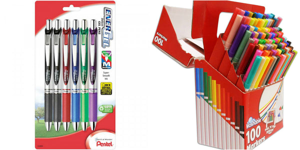 Gel pens and washable markers on sale