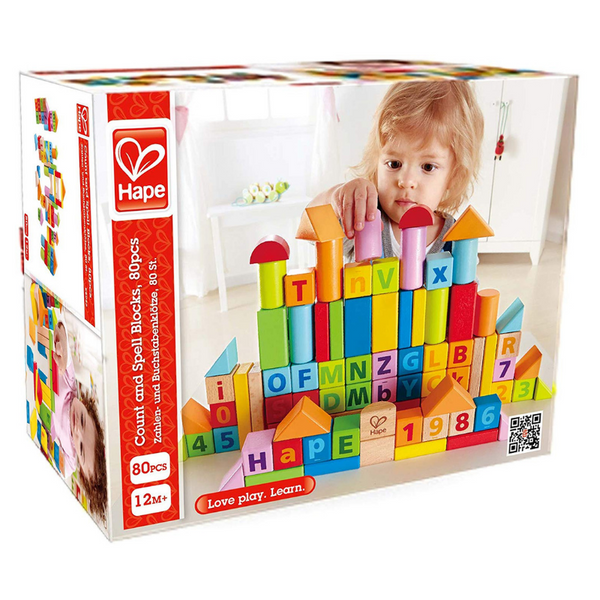 Hape Limited Edition Solid Beech Wood Stacking Blocks with Carrying Sack