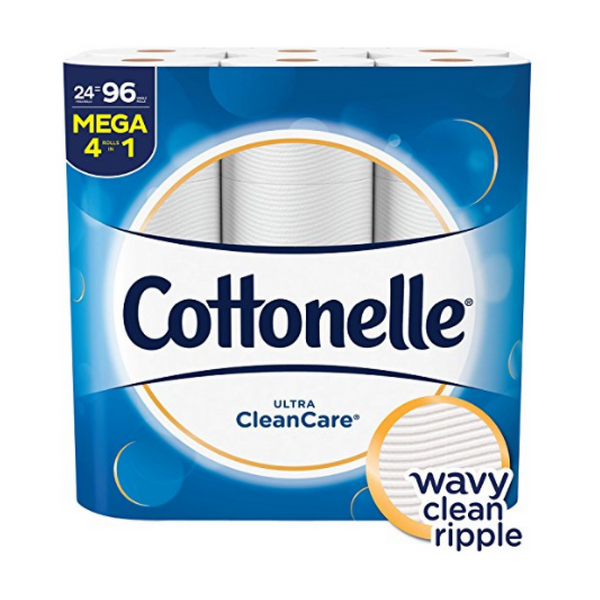 24 mega rollos (96 rollos normales) de papel higiénico Cottonelle Ultra CleanCare