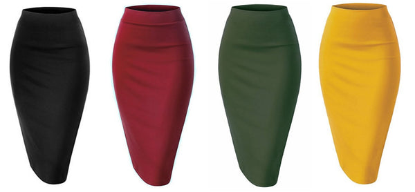 Stretchy waist pencil skirts