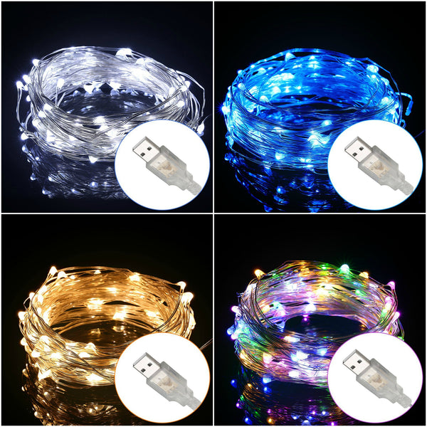 3 paquetes de 100 luces LED de cadena de 33 pies