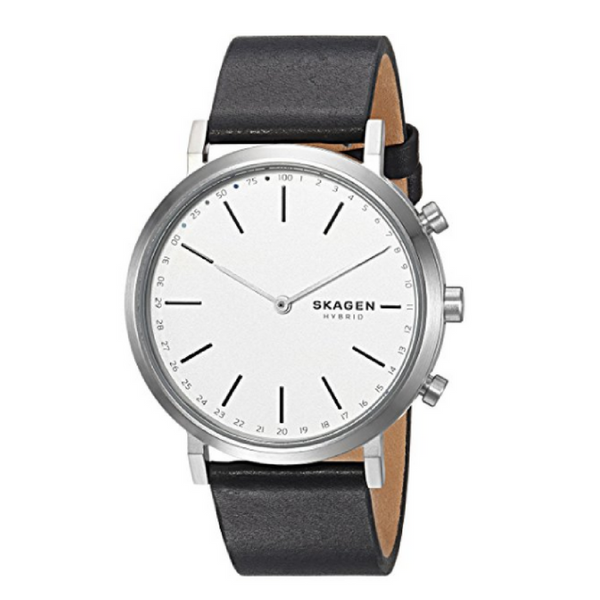 Skagen black leather smart watch