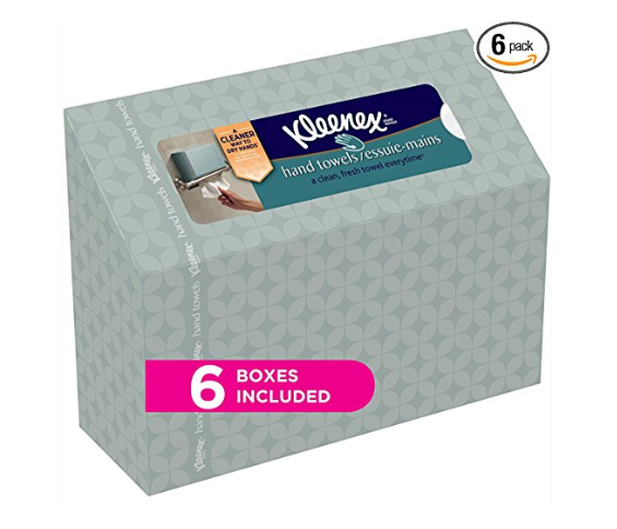 6 cajas de toallas de mano Kleenex, 60 toallas de mano por caja