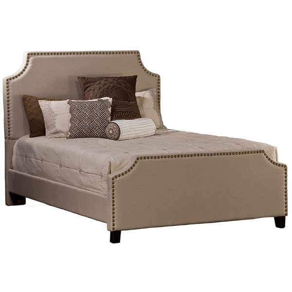 Hillsdale Furniture Dekland King Juego de cama de lino con rieles en piedra