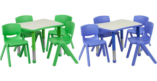 Activity table set with 4 school stack chairs