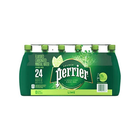 24 botellas de agua mineral carbonatada con sabor a lima Perrier